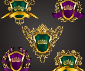 Luxury shield label with heraldic vector 07