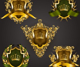 Luxury shield label with heraldic vector 08