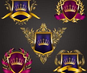 Luxury shield label with heraldic vector 09