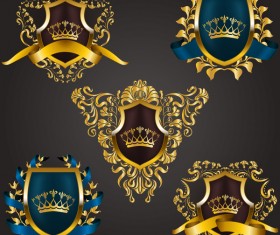 Luxury shield label with heraldic vector 11