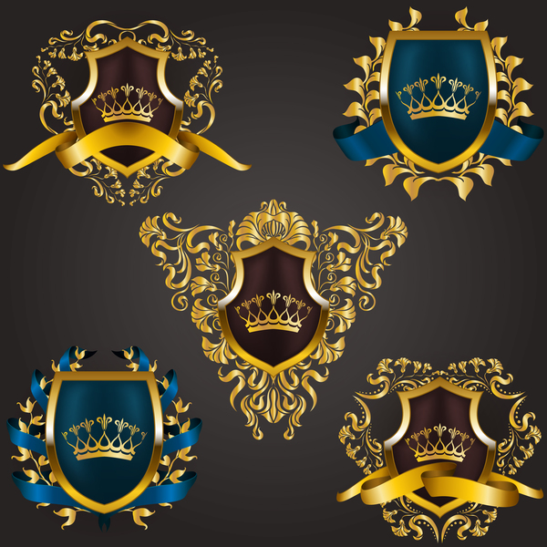 Luxury shield label with heraldic vector 11