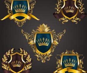 Luxury shield label with heraldic vector 12