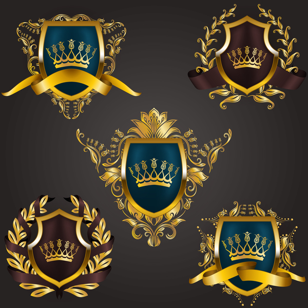 Luxury shield label with heraldic vector 12