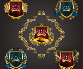 Luxury shield label with heraldic vector 13