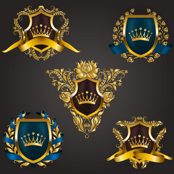 Luxury shield label with heraldic vector 15