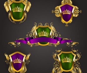 Luxury shield label with heraldic vector 16