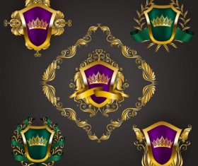 Luxury shield label with heraldic vector 17