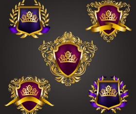 Luxury shield label with heraldic vector 18
