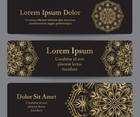 Mandala banner golden vector template