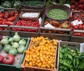Market Fresh Vegetable Stall Stock Photo