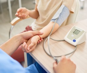 Measurement of blood pressure Stock Photo