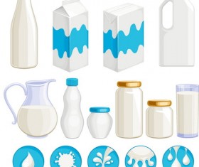 Milk with package box and bottle vector