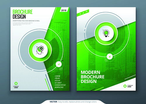Modern brochure cover green template vector