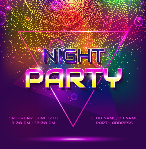 Night party poster template vector design