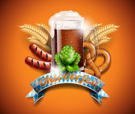 Oktoberfast label with orange background vector