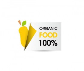 Organic food sticker design vector 01