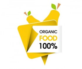 Organic food sticker design vector 02