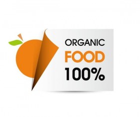 Organic food sticker design vector 04