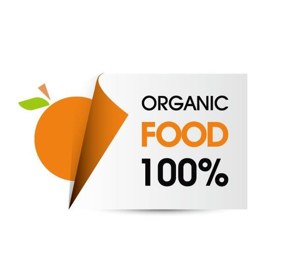 Organic food sticker design vector 04