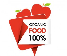Organic food sticker design vector 05