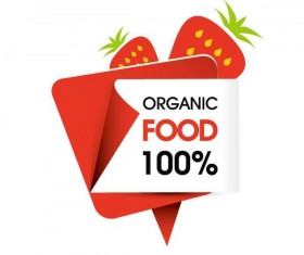 Organic food sticker design vector 06