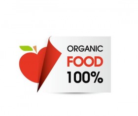 Organic food sticker design vector 07