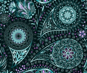 Ornate seamless paisley pattern vectors 04