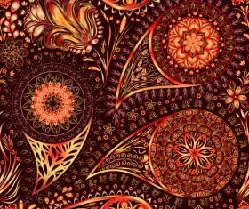 Ornate seamless paisley pattern vectors 05