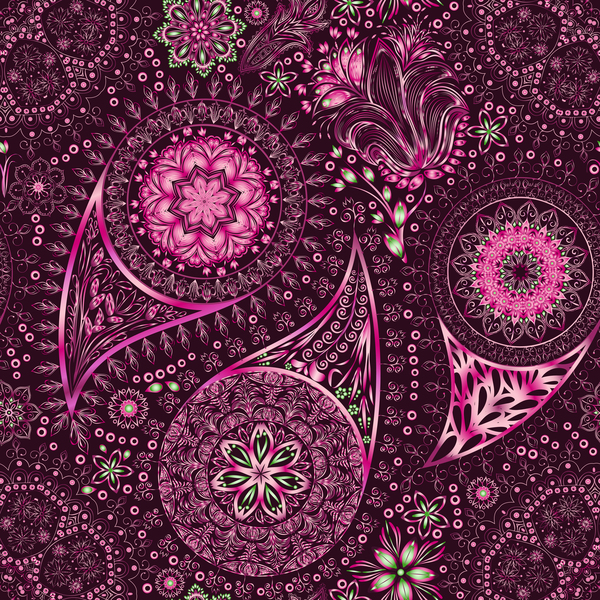 Ornate seamless paisley pattern vectors 08