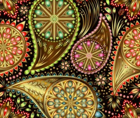 Ornate seamless paisley pattern vectors 09
