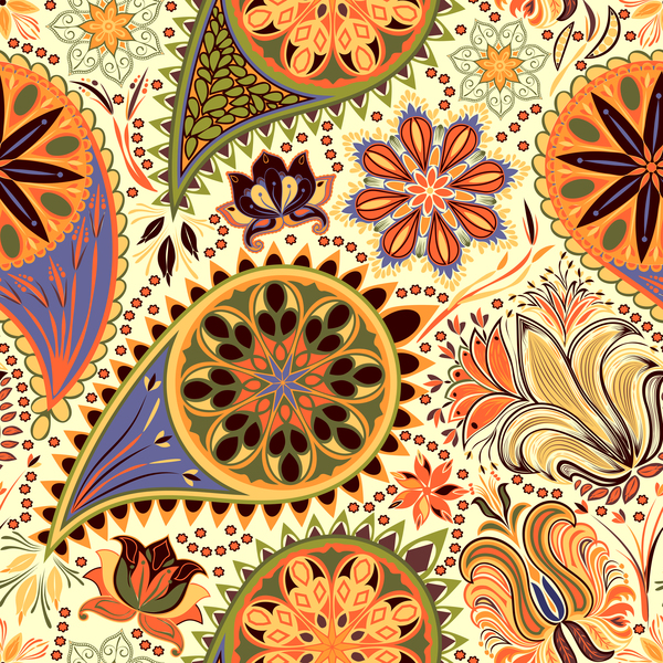 Ornate seamless paisley pattern vectors 10