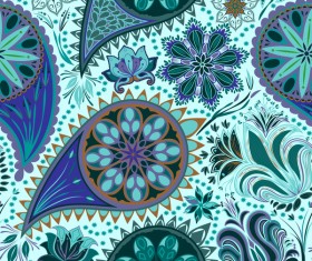 Ornate seamless paisley pattern vectors 12