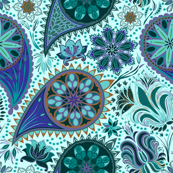 Ornate seamless paisley pattern vectors 12