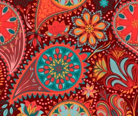 Ornate seamless paisley pattern vectors 13