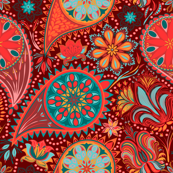 Ornate seamless paisley pattern vectors 13