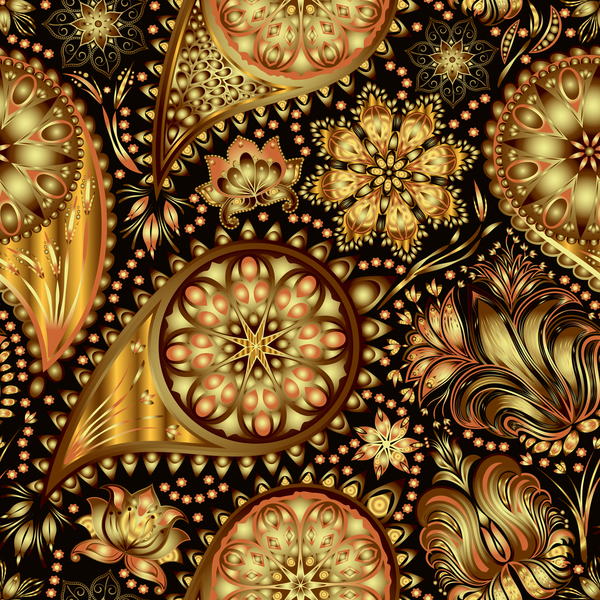 Ornate seamless paisley pattern vectors 15