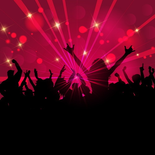 Party silhouette with colored background vector