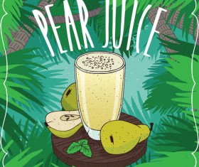Pear juice poster vector material