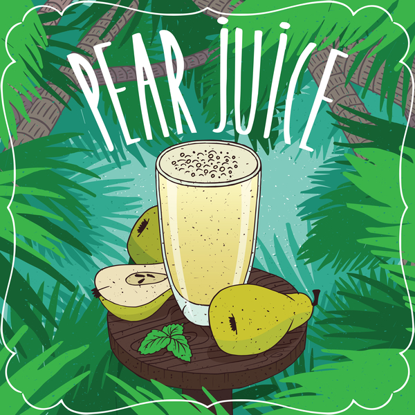 Pear juice poster vector material