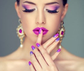 Pink makeup woman Stock Photo 01