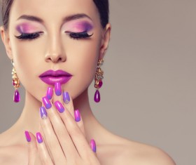 Pink makeup woman Stock Photo 02