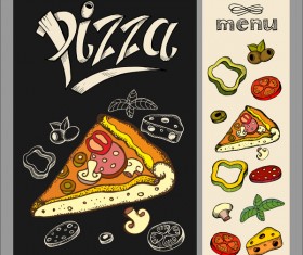 Pizza restaurant menu hand drawn vector