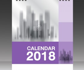 Purple vertical desk calendar 2018 cover template vector