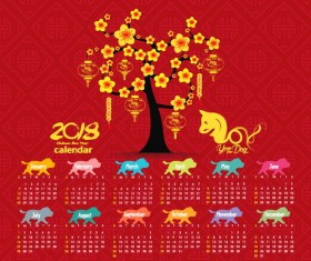 Red 2018 calendar chinese styles vector