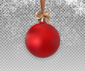 Red christmas baubles with beige bow illustration vector