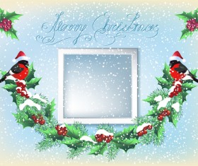 Red hat bird with christmas backgorund vector 02