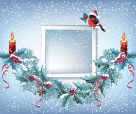 Red hat bird with christmas backgorund vector 03