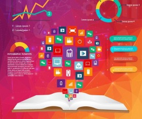 Red styles infographic elements vector template 02