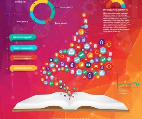 Red styles infographic elements vector template 03