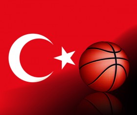 Red turkish basketball background vector 01
